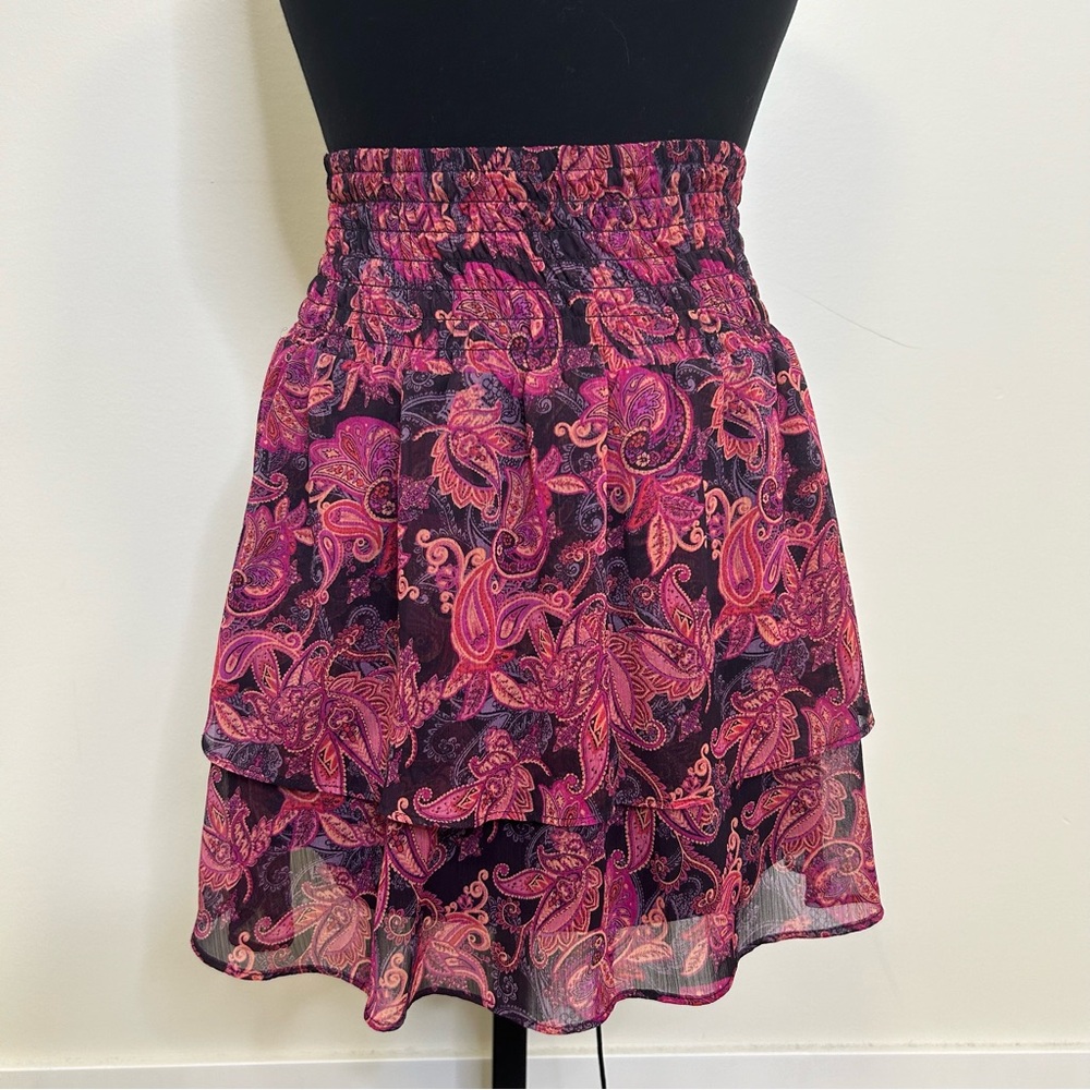 ◾️3/$25 Garage Layered Filigree Print Scrunch Stretch Waist Bohemian Skirt
